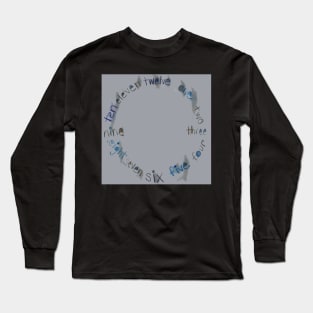 Gray Clock with Numbers, dark gray watercolor Long Sleeve T-Shirt